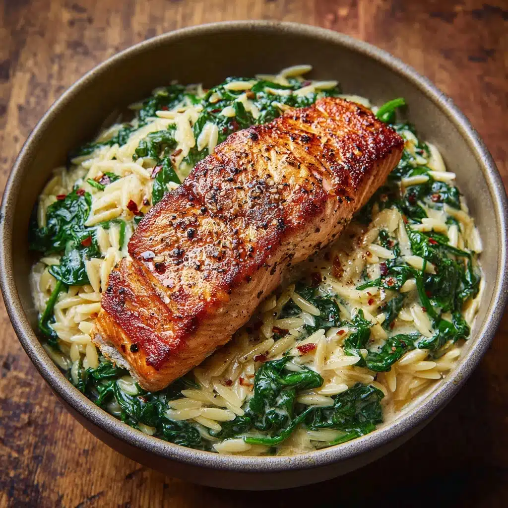One Skillet Salmon with Lemon Orzo Recipe - Recipe Image