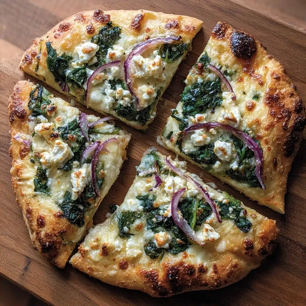 Tasty Spinach and Feta Flatbread Pizza Recipe - Recipe Image