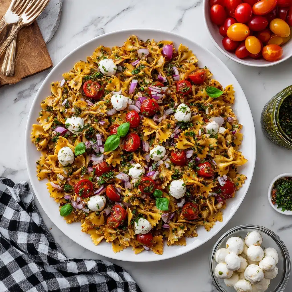 Light Pesto Caprese Pasta Salad Recipe - Recipe Image
