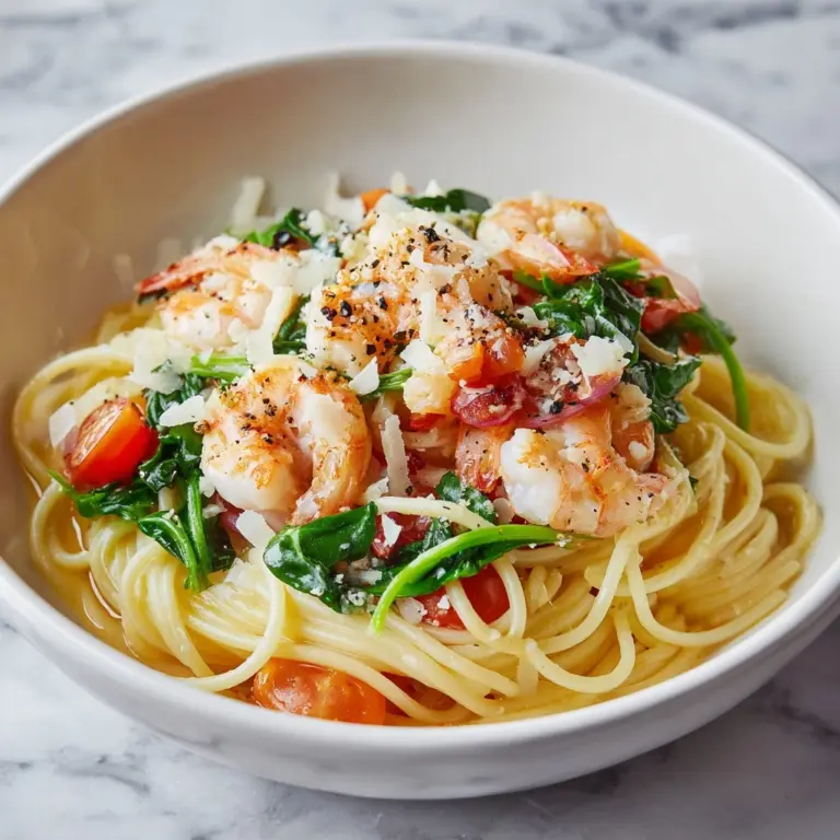Tomato Spinach Shrimp Pasta Recipe