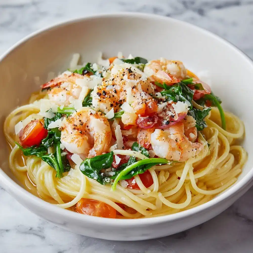 Tomato Spinach Shrimp Pasta Recipe