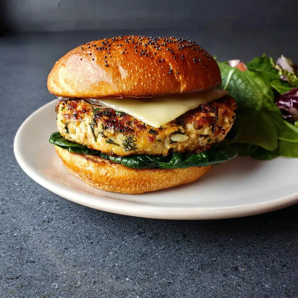 White Cheddar Spinach Chicken Burgers Recipe - Recipe Image