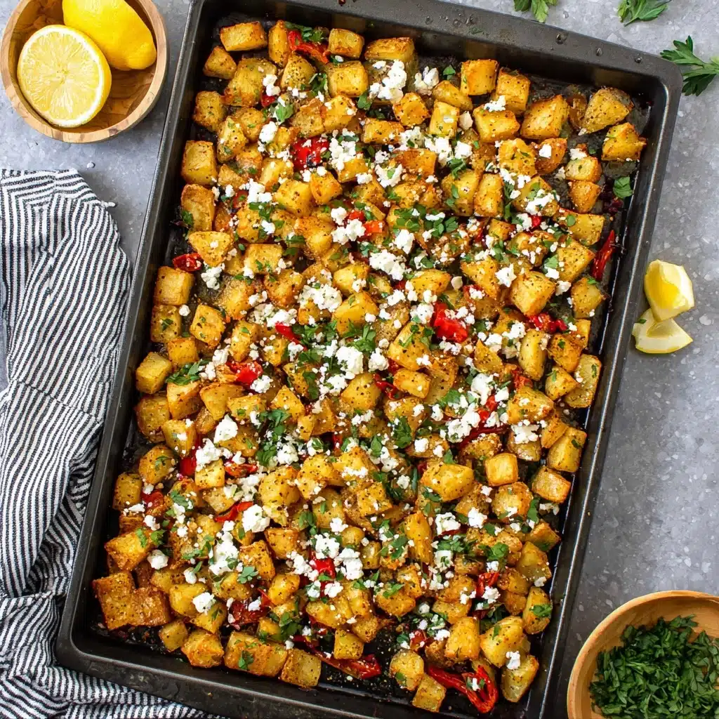 Greek Roasted Potatoes With Peppers & Feta Recipe - Recipe Image