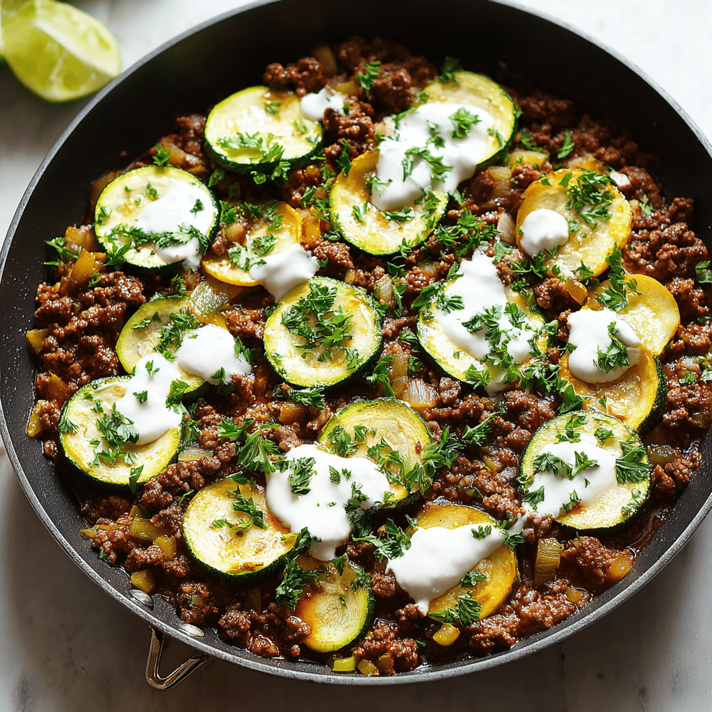 Zucchini and Ground Beef Skillet Recipe