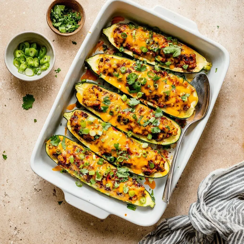 Cheesy BBQ Chicken Stuffed Zucchini Boats Recipe