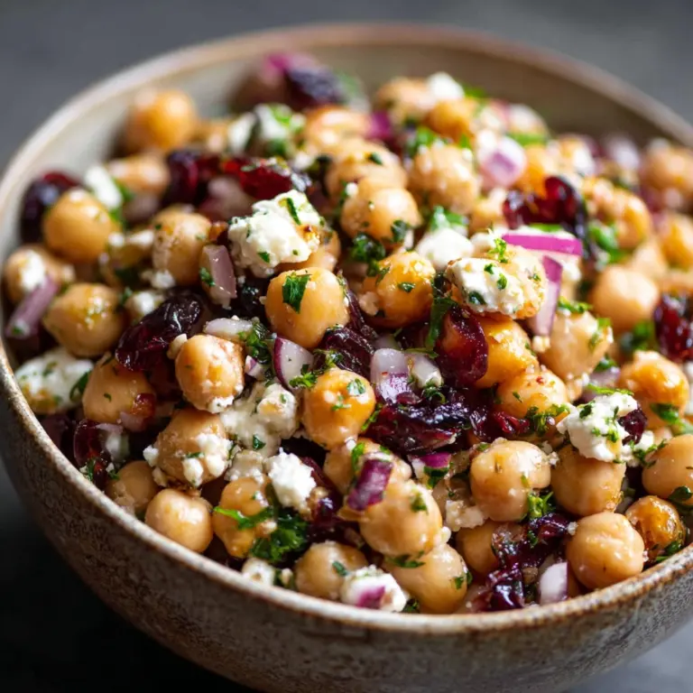 Feta & Cranberry Chickpeas with Lemon Vinaigrette Recipe