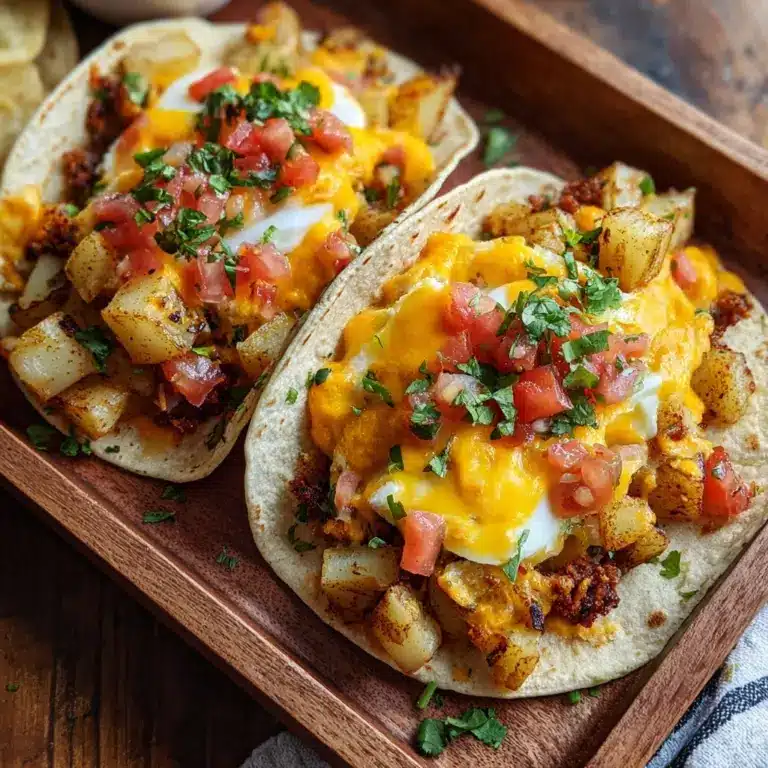 Potato, Egg, and Cheese Breakfast Tacos Recipe