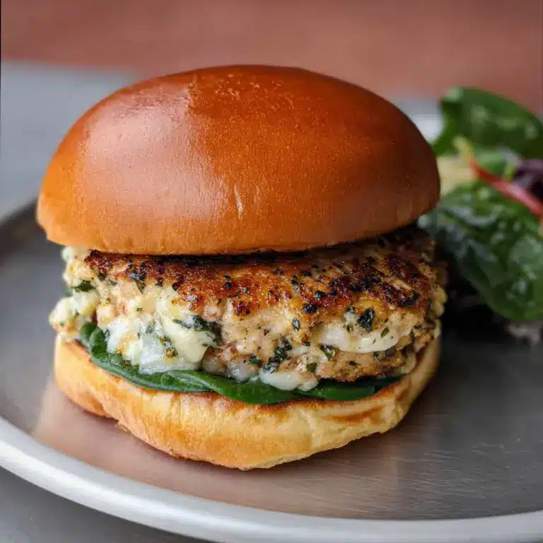 White Cheddar Spinach Chicken Burgers Recipe