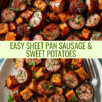 Sheet Pan Sausage and Sweet Potatoes with Honey Garlic Sauce