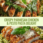 Pesto Pasta with Crispy Parmesan Chicken